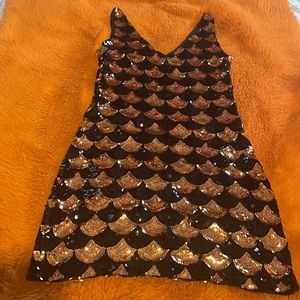 Black and gold sequin vintage dress